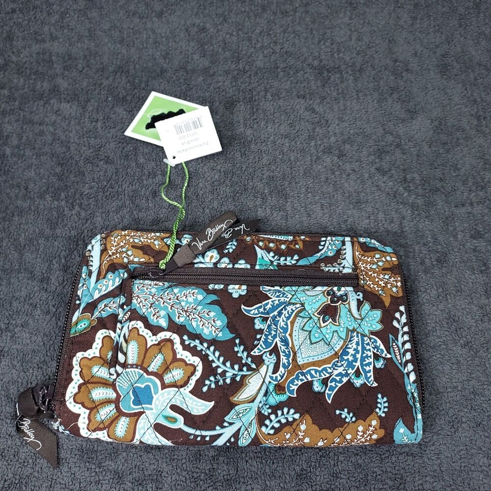 Vera Bradley Zip Around Wallet Java Blue New With Tags Card Slots ID Case